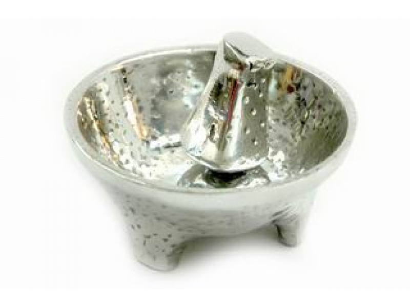 SALSERA MOLCAJETE CON MANITA CHICA SALSERAS EN PEWTER